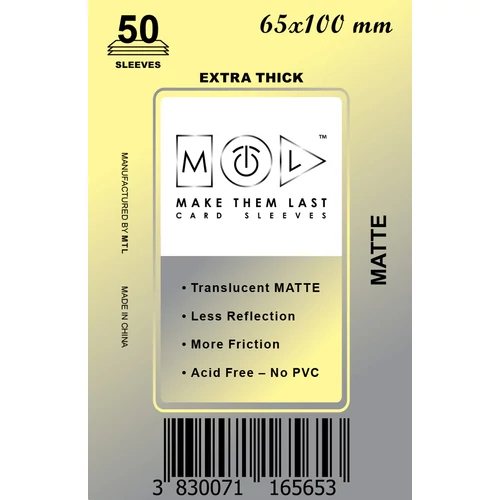 MTL 65x100 mm premium MATT kártyavédő 50db